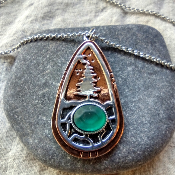 Last ONE!!! Pine Tree Moon Necklace - Picture 3 of 7